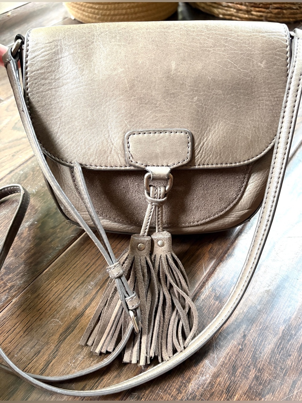 Frye & Co Leather tassle crossbody bag